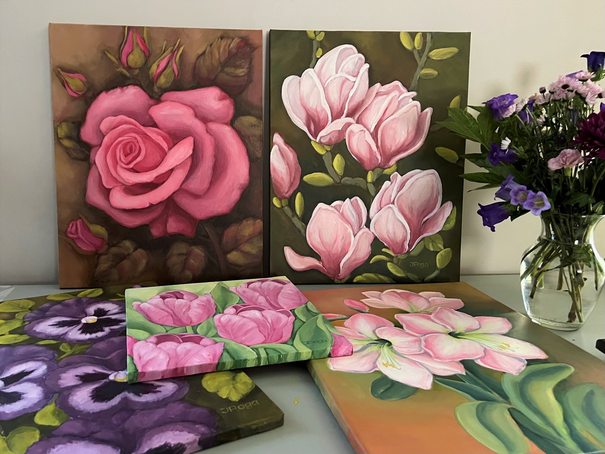 Acrylic and oil pastel flower painting tutorial : One Rose - ARTiful:  painting demos